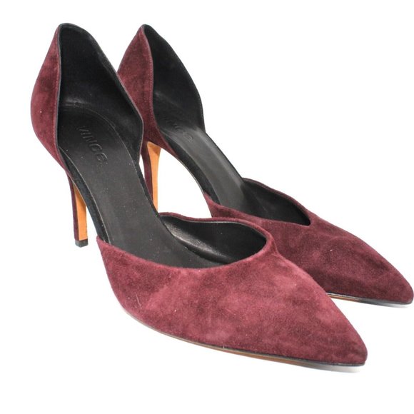 Vince Womens Sz 9.5M Celeste Dorsay Burgundy Red Brown Suede Pointed Toe Heels - Picture 3 of 10